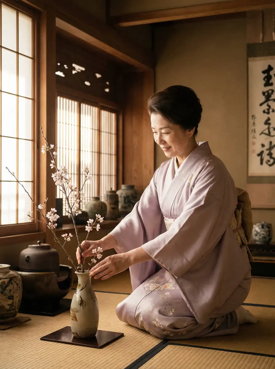 一位优雅的 黄色仓库-热门成人影视资源|免费在线观看|每日更新 在和室中插花